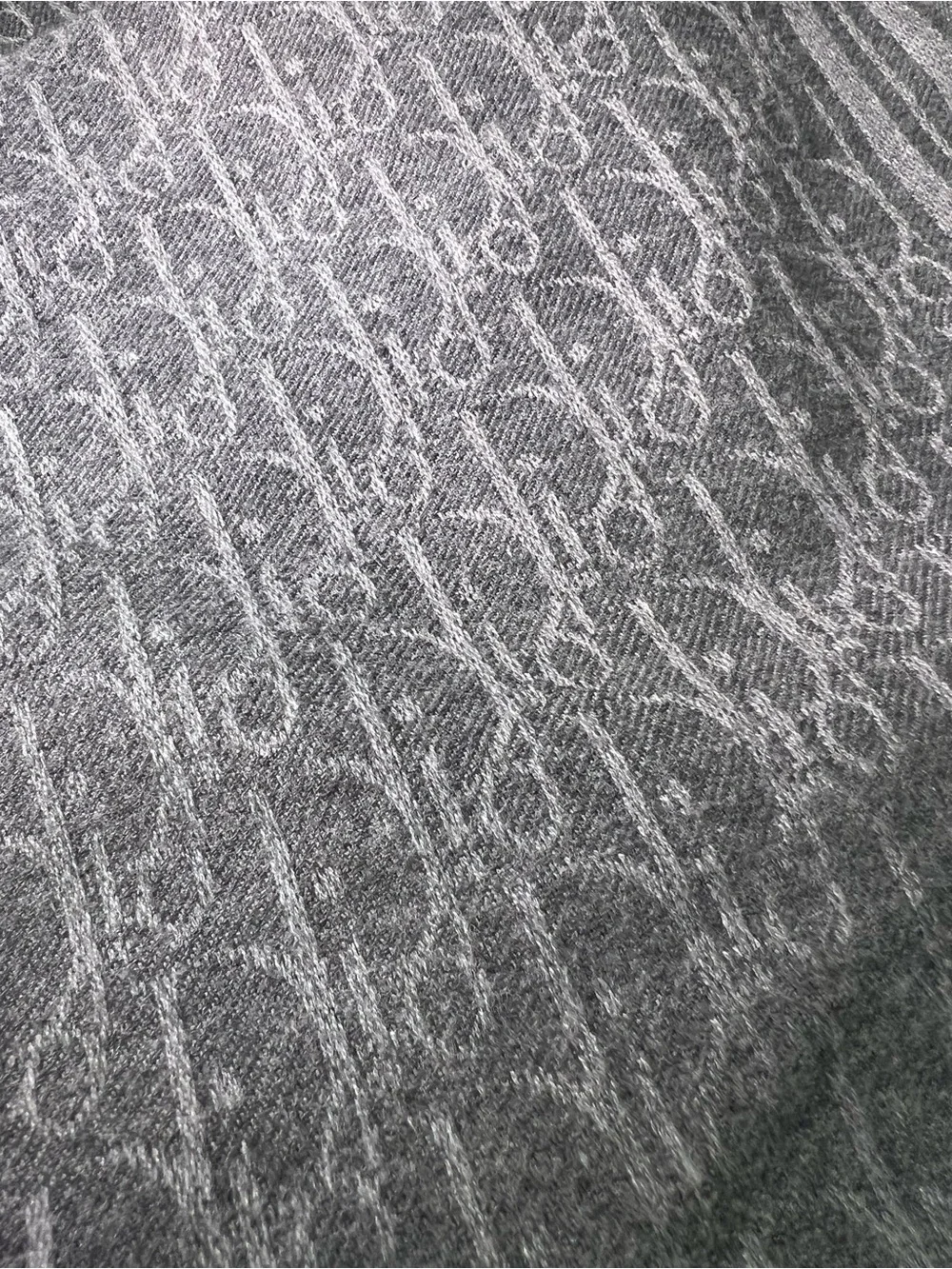 Dior Gray Cashmere Monogram Scarf